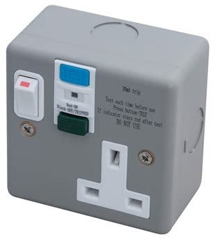 Axiom 1 Gang 13 Amp RCD Single Socket Metal Clad, Grey