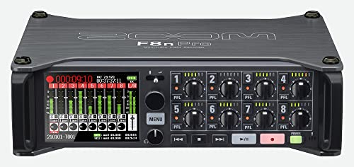 Zoom F8n Pro Professional Field Recorder/Mixer, Audio per Video, Registrazione a 32 bit/192 kHz, Registratore a 10 Canali, 8 Ingressi XLR/TRS, Timecode, Modalità Ambisonica, Alimentato a batteria,