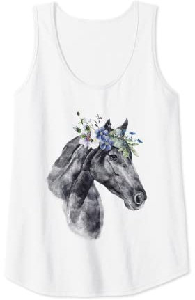 Damen Pferd mit schönem Blumenkranz für Pferd, Mädchen, Pferd, Mutter Tank Top