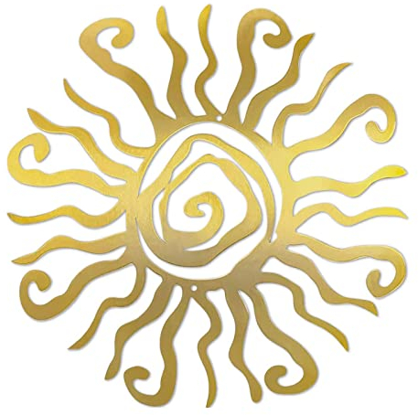 Teahutty Wacky Sun Metall Wandkunst Outdoor Dekor, 30,5 cm 3D Metall Sonne Wanddekoration Spirale Sonnendekoration zum Aufhängen für Zuhause Garten Terrasse Zaun Dekorationen, Gold