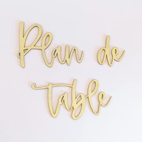 Plan de table | Mot en bois découpé | 30 x 20 cm | DIY mariage à coller sur le plan de table mariage - Décoration mariage en bois