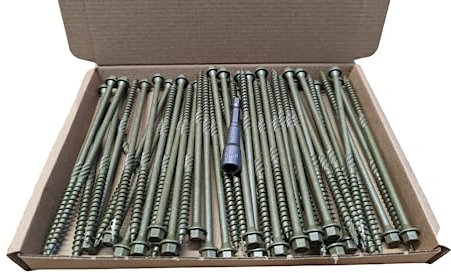 AJFixings Boîte de 50 vis de fixation à tête hexagonale pour cadre de terrasse Vert 75 mm