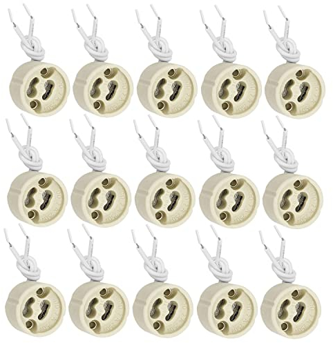 JINXIAN 20 Stück GU10 Fassung, GU10 Fassung Sockel aus Keramik GU 10 Fassungen mit 9cm Stromleitung GU10 Lampenfassungen, 2A 250V, für LED,Halogen,Glühlampe