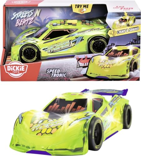 Dickie Toys - Spielzeugauto Speed Tronic mit Lichtwechsel & Musik - Streets N BEATZ Auto mit Friktionsmotor, 20 cm, inkl. Batterien, Spielzeug für Kinder ab 3 Jahre