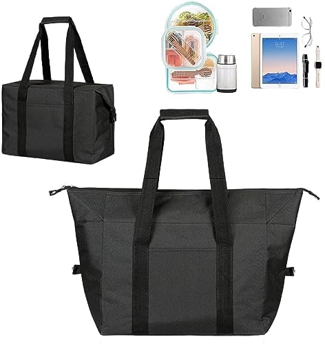 Fhioevt Kühltasche Faltbar 20L Kühltasche Gross Picknicktasche Kühltaschen,Thermotasche mit Lsolierung Faltbar, Soliertasche Cooler Bag für Camping Picknick Lebensmitteltransport Einkauf (Schwarz)