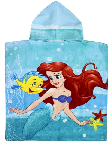 Jerry Fabrics Disney Arielle Badeponcho Kinder Poncho mit Kapuze 50 x 115 cm