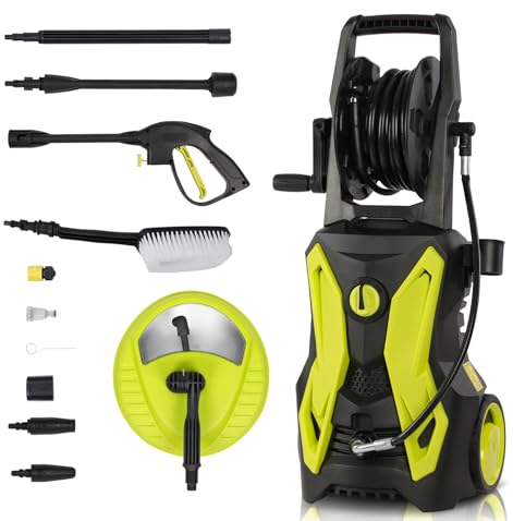 High Pressure Washers, 2000W 150Bar 420L/H Jet Washers Pressure Washers with Patio Cleaner Fix Brush,Turbo Nozzle Soap Dispenser Accessories, Portable Pressure Washer for Bike,Car,Patio,Garden