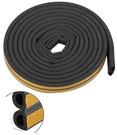 Tira de sellado para puerta y ventana, autoadhesiva, espuma aislante de sonido, burlete de goma anticolisión, cinta aislante de corrientes de aire, color negro, tipo D, 15 metros