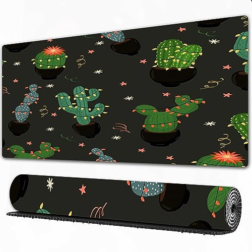 Gaming Mousepad XXL Kaktus Weihnachten rutschfest und Wasserabweisend Mauspad Groß - Mouse Pad XXL Gaming Schreibtischunterlage PC Zubehör Gaming.