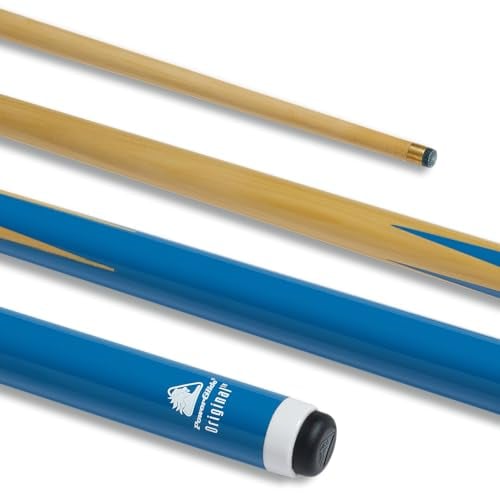POWERGLIDE Snooker Pool or Billiard Cue Stick | Original 1-Piece | Poplar Shaft with Painted Butt | Junior Length 36 | 10mm Tip | Blue