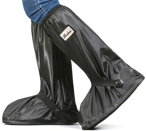 GUDECIUS Copri Scarpe per Pioggia Maschile Femminile PVC Copriscarpe Impermeabili Pioggia Antiscivolo Cerniera Rinforzata Pieghevole Copriscarpe Riutilizzabile Aantipioggia(40-42,Nero)