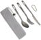 Norhogo Juego de vajilla de titanio de 3 piezas, cuchara, cuchillo, portátil, ligero, cubiertos de camping, vajilla profesional con clip de mosquetón para viajes, picnic, senderismo, uso doméstico