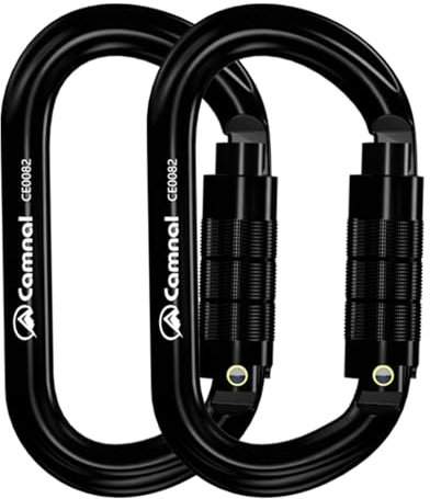 CAMNAL-Karabiner, O-Typ, UIAA-zertifizierte Kletterkarabiner [25KN] Selbstverriegelnde Karabinerclips zum Klettern, Arbeiten in der Luft und Fallschirmspringen.