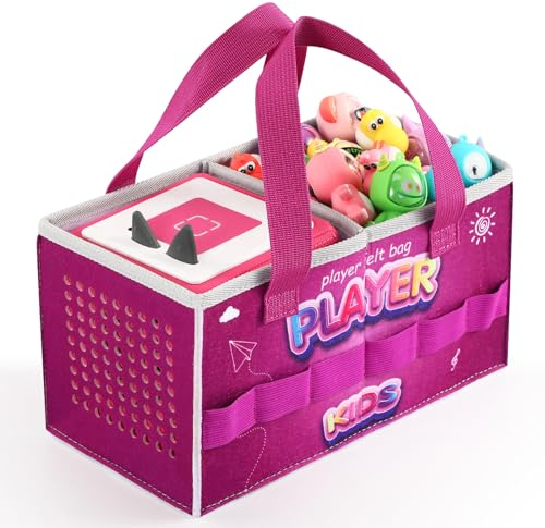 Tragetasche für Toniebox Starter Set und Tonies Figur, Schutzhüllen-Organizer mit viel Platz für Toniebox-Zubehör,Tasche mit Tragegriff für Toniebox 2 Figuren Aufbewahrung (Violett)