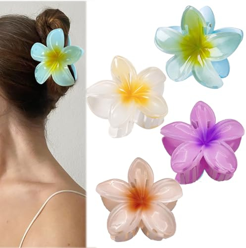 Lohill 4 Stück Blumen-Haarklammern,Egg flower hair claw clips, Hair Claw Clips,Blumen Haarspange Strandblumen hair styling accessories für Frauen,Bridal Wedding Party Beach Haarschmuck
