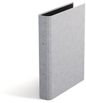 BIGSO RINGO Ringbuch mit 2 Ringen – schmaler Ordner aus Faserplatte und Papier mit Leinenoptik – Ringhefter für Dokumente, Klarsichthüllen oder Trennblätter – hellgrau