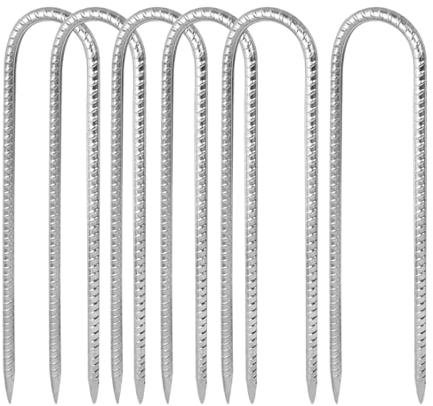 6 Pièces Piquets de Sol en Forme de U, Piquets de Tente en Acier Galvanisé 30cm, Sardines Camping, Crochets en U, Résistant Piquet Fixation Sol pour Tente de Camping Balançoire Auvents de Trampoline