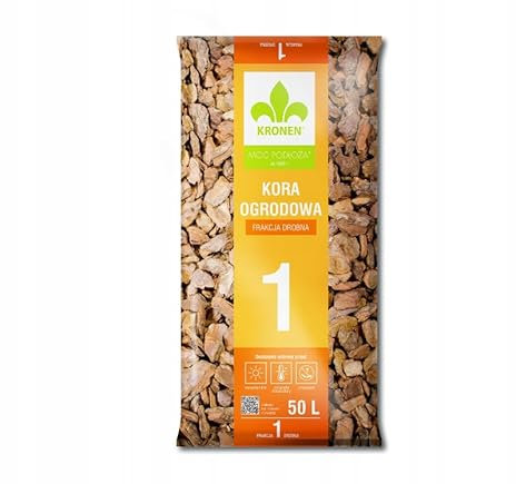 KRONEN MOC PODŁOŻA Pinienrinde - 8-20 mm - 50L - dekorativer Bodenbelag - Gartenrinde - Feine Zierrinde - naturbelassen - Pinienmulch - Rindenmulch - ideal für kleine Pflanzen