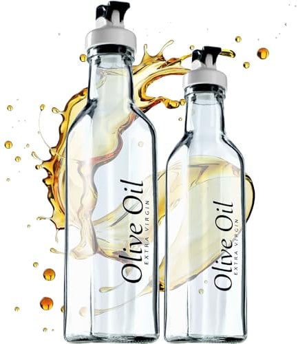 KADAX Bouteille en verre pour vinaigre - 0,25 l + 0,5 l - Bouteille d'huile à remplir - Carafe à huile en verre robuste - Bouteille d'huile d'olive - Bouteille décorative pour la cuisine -