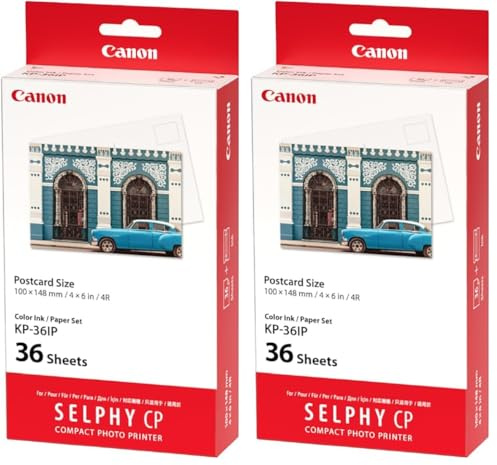 Canon KP-36IP Kit 36 Impressions (Papier + Encre) Format Carte Postale 10 x 14,8 cm pour SELPHY CP1300, CP1200, CP1000, CP900, CP910, CP820, CP810, CP800, CP790, CP780 (Lot de 2)