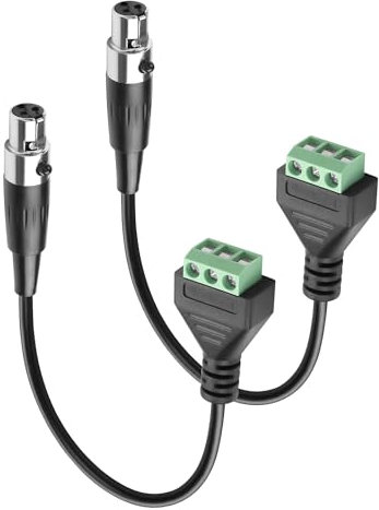GINTOOYUN 2-PCS Mini XLR 3 pin a 3 poli cavo morsetto Mini XLR 3 pin femmina a 3 poli cavo per microscopio a morsetto rimovibile per fotocamere, microfoni, console di miscelazione, ecc. (stile 2)