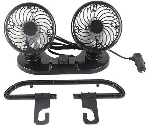 Double Cooling Car Fan, Mute Portable Car Air Conditioner, Car Seat Cooler, Backseat Fan, 360° Rotatable, 2 Speeds For Boat, Desktop, SUV, RV, Vehicle