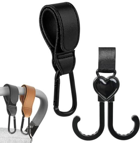 EIH 2 Pcs Ganchos Carro Bebé,Gancho de Forma de Corazón,Colgador Bolso Carrito Bebe,Mosqueton Carro Bebe,Ganchos Carritos de Bebé,Ajuste Universal,Para Bolso de Pañales,Colgar Bolso,Mochila