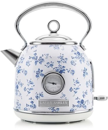 VQ Laura Ashley Bouilloire Electrique Sans Fil avec Imprimé China Rose - Bouilloire Vintage 1,7 Litre avec 2,2 KW Ébullition Rapide, Protection Contre la Surchauffe et Indicateur de Température