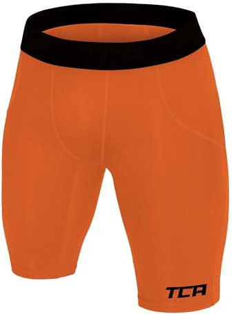 TCA Boys' SuperThermal Compression Base Layer Thermal Under Shorts - Orange, 10-12 Years