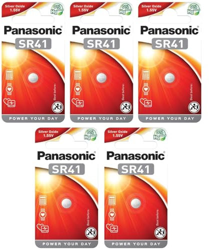 PANASONIC Knopfzelle SR41 (SR41 EL) Silver Oxide – 1,55 V, 5 Stück
