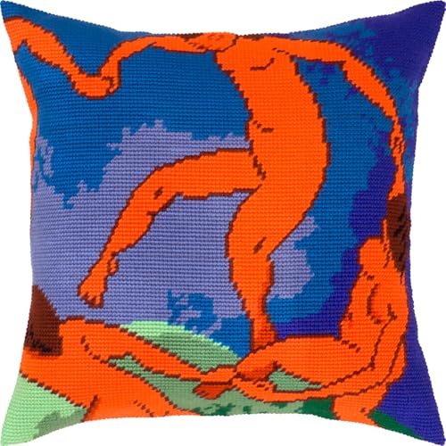 Brvsk Dance Stickset w/Printed Tapestry Canvas (40 Ã— 40 cm) — Stickkissen Kit für kreative Wohnkultur — Handarbeitsset für Erwachsene Anfänger