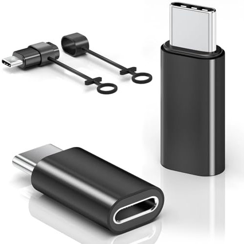 Adaptateur Lightning vers USB C, 2 Pièces Adaptateur Lightning Femelle vers USB C Mâle pour iPhone 16/16 Pro/15 Pro Max/15 Plus, Galaxy S24/S23, iPad, Pas pour Audio/OTG/Écouteurs (Noir)