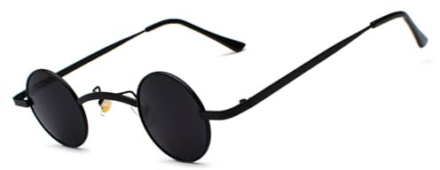 besbomig Steampunk Herren Damen Retro Sonnenbrille Runde - Hippie Klein Rave Brille 70er 80er 90er Jahre Accessoires Partybrille Fasching Karneval Ovale Hip Hop Lustige Brillen