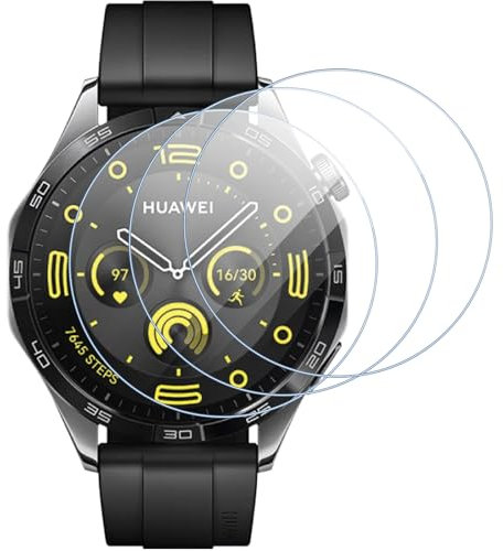 Buoluoioir 3 Piezas Protector de pantalla para Huawei Watch GT 5/GT5 Pro/GT 4 46mm, Dureza 9H HD Película Protector de Cristal Templado,Cubierta Protector Reloj libre de burbujas