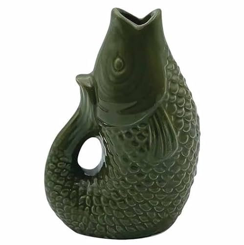Vase für böhmische Fische, dekorativ, aus Steinzeug, Symbol für Fülle, Maße 12 cm (Khaki)