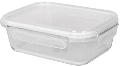 Harbour Housewares 1 Litre Glass Food Storage Container with Lid - Clear/White - 1x Large Reusable Airtight Meal Prep Lunch Box Takeaway Cereal Pantry Tubs Set | Safe for Freezer and Microwave