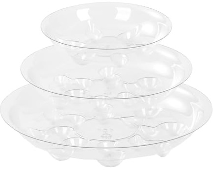 ZZPYXIA 15 Pack Assorted Sizes 6 8 10 Inch Clear Thick Plastic Heavy Duty Sturdy Plant Saucer Drip Trays for pots, 5 Pieces of Each Size (Assorted Sizes 6'', 8'', 10'')