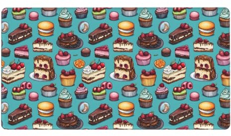 Grand tapis de souris de jeu, tapis de souris pour clavier de bureau imprimé gâteau de thé de l'après-midi, tapis de bureau antidérapant pour clavier de bureau et souris, accessoires de bureau et de