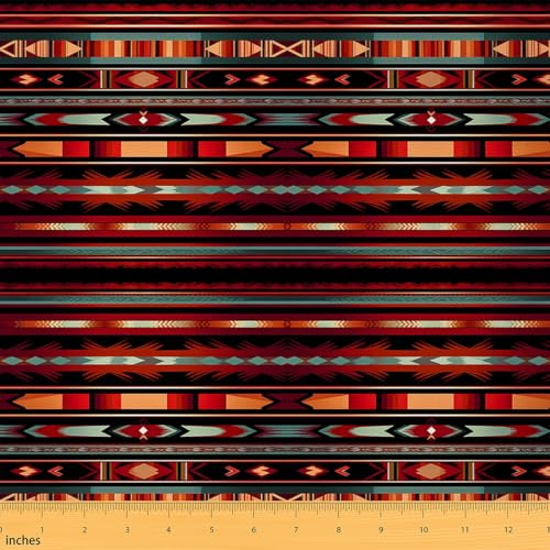Homemissing Western Aztec Stoff 92x150cm Farmhouse Southwestern Exotic Style Patchwork Stoffe Tribal Native American Indian für DIY Nähmuster Handwerk Wasserdichter Outdoor Dekor