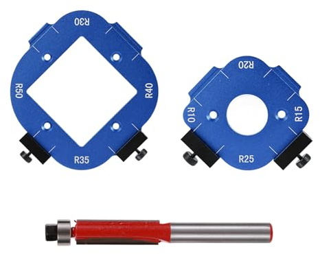 BOXOB Router Template and Jig for Woodworking, Aluminum Alloy Corner Radius Guide Set R10/R15/R20/R25/R30/R35/R40/R50 for Precision Routing Furniture Edges & DIY Projects (Blue)