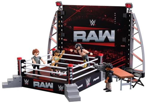 PLAYMOBIL | WWE® | RAW Ring Collectors Set | Wrestling‑Ring mit cm Punk, Seth Rollins, Ringrichter, Kameramann & Zubehör | Für Fans ab 5 Jahren | 71956