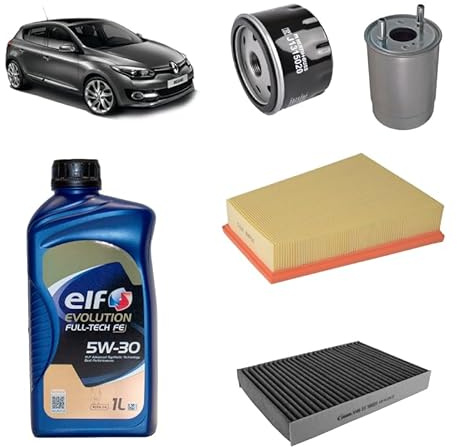 Kit tagliando 4 filtri + 5L olio 5W-30 Tech FE compatibile con Renault megane iii 1.5 DCI Gasolio 2008-2016