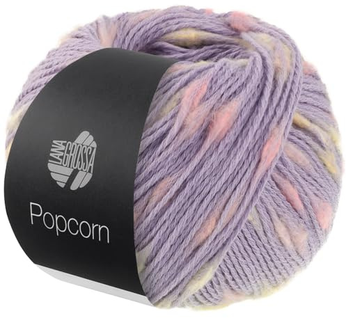 LANA GROSSA Popcorn | Effektnetzgarn gefüllt mit bunten, flauschigen Farbspots | Handstrickgarn aus 100% Baumwolle | 50g Wolle, Stricken & Häkeln | 125m Garn FB 5