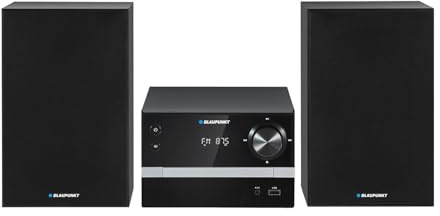 Blaupunkt MS9BT Micro Stereo Installation mit Bluetooth CD Player FM Radio USB AUX 20W RMS Kompaktes Audiosystem mit Lautsprecher Fernbedienung Equalizer und Wecker für Zuhause