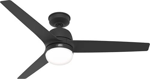 Hunter Ventilador de techo exterior Seawave negro con luz
