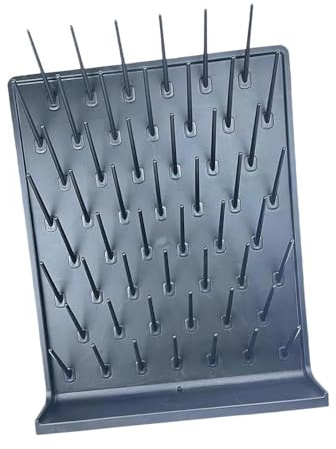 Estante de secado de cristalería, diseño de encimera de montaje en pared para tubos de ensayo y botellas de laboratorio, ideal para secado y organización de cristalería de laboratorio
