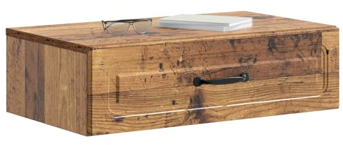 vidaXL Wandmontierter Beistelltisch Altholz 59 x 34,5 x 17 cm, Moderner Wohnungsstauraum, vielseitiger Schrank, rechteckige Bücherregale, platzsparender Organizer für Zuhause
