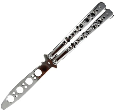 Balisong Trainer en acier inoxydable - Boule en forme de papillon avec lames sans lames, utilisée pour l'entraînement et la pratique, 100% sûre, adaptée aux débutants et aux professionnels. Un outil m