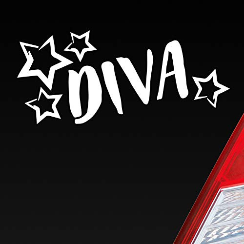 Hellweg Druckerei Diva Sterne Stars Schriftzug Auto Aufkleber Sticker Heckscheibenaufkleber