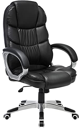 SONGMICS Office Chair Swivel Office Chair, Max. Load Capacity 150 kg, Black OBG24BUK